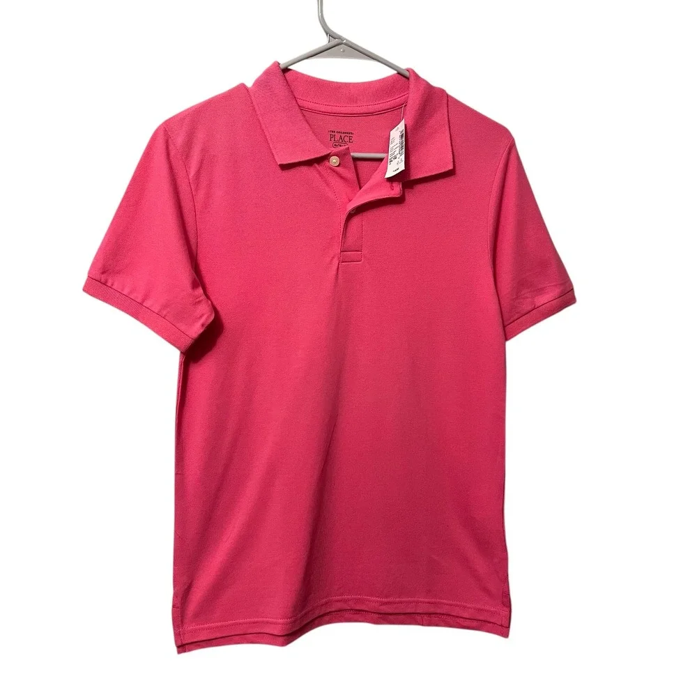 The Childrens Place Boys XL 14 Pink Short‎ Sleeve Polo Shirt Kids Preppy NWT